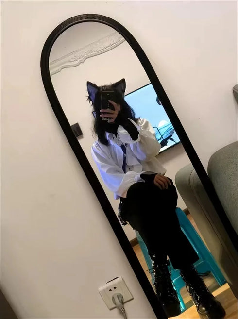 Victorian Gothic Ruffled Lace Up Blouse