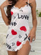 Love Printed Halter Backless Nightgown
