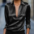 Women's Elegant Dressy Satin Work Shirt Plain Modern Casual Long Sleeve Shirt Collar Regular Tops