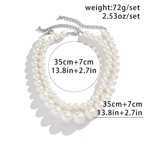 Multilayer White Imitation-Pearl Choker Necklace