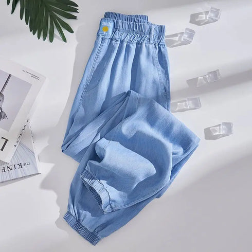 Plus Size Loose Fit Denim Yoga Pants