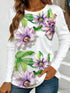 Women's Floral Print Long-Sleeved Loose-Fit Top