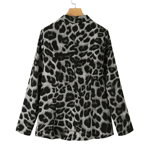 ZANZEA Leopard Print Lightweight Blazer for Women