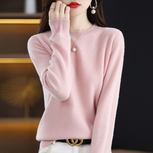 Women's O-Neck Casual Knit Pullover Sweater