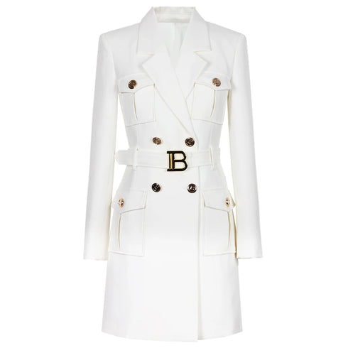 Double Breasted Blazer Dress with Belt