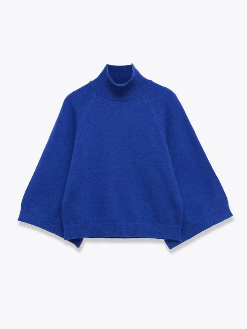 Casual Knitted Oversized Sweater with Mock Neck
