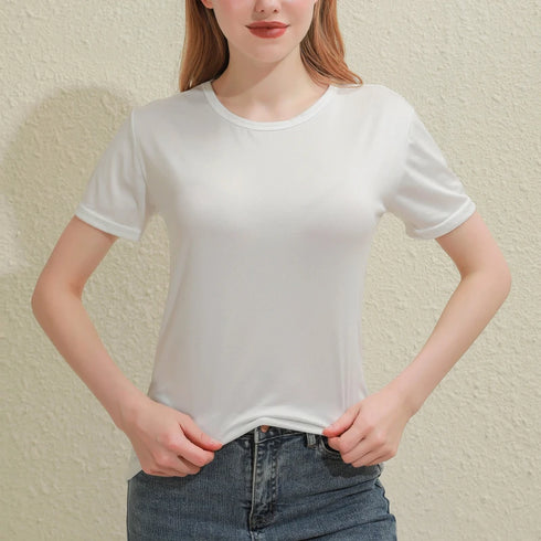 V-Neck Slim Fit Cotton Tee for Women - Classic White & Black