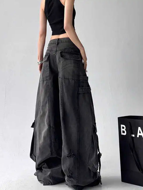 High Waisted Black Wide Leg Jeans for Women