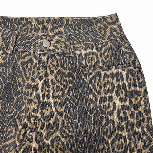 Slim Fit Leopard Print Thermal Jeans for Women