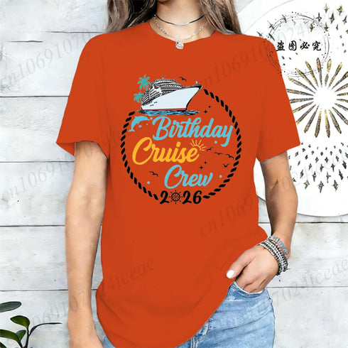 Birthday Crew 2026 Shirts,My Birthday Cruise Crew T-Shirts for Women,Family Party Tops Tees,Friends Cruise T-Shirts,short Sleeve