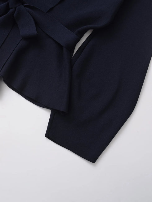V-Neck Shoulder Pad Knit Blazer for Women