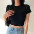 Short Sleeve T-Shirt Women Casual Soft Crop Tops Tees Summer Fashion Skinny Black White All-Match