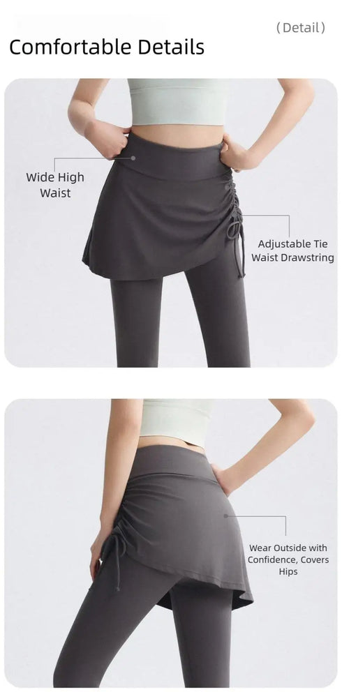 2 in 1 High Waisted Yoga Pants with Side Drawstring