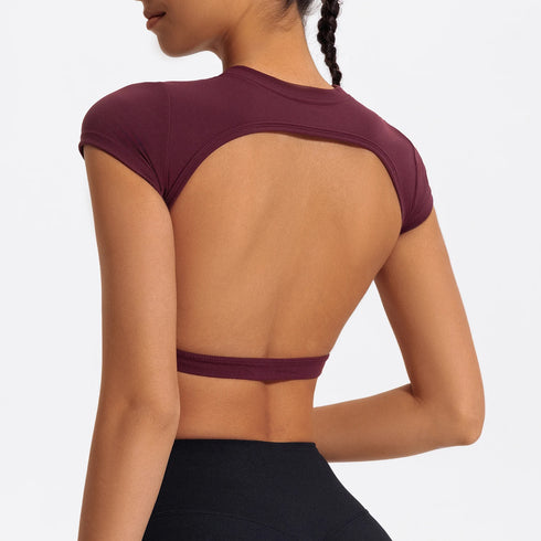Ctenkevet Women's Yoga Crop Top with Back Detail