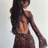 Leopard Backless See-Through Mini Dress