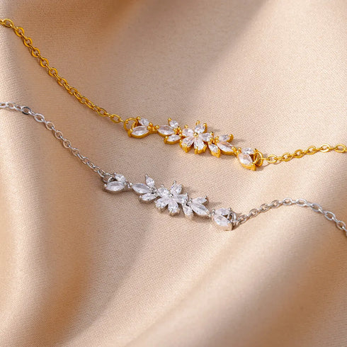Elegant Zircon Flower Charm Bracelet for Women