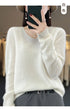 100% Merino Wool V-Neck Pullover Sweater for Women