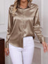Elegant Turn-down Collar Button-front Satin Long Sleeve Women's Shirt for Daily Commute And Business Casual Wear