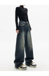 High Waist Wide Leg Jeans in Navy Blue