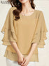 ZANZEA Women's Chiffon Blouse with Ruffled Detail