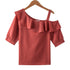Ruffled Off-the-Shoulder Chiffon Top