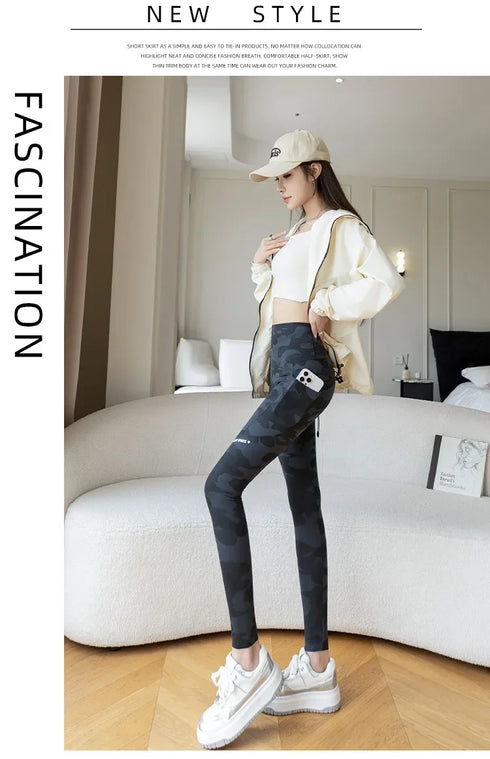 High Waist Camo Leggings with Pockets