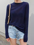 Casual Long Sleeve T-Shirt in Blue and Navy