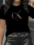 Y2K Cartoon Letter Print Crew Neck T-Shirt for Women