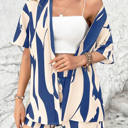 Elegant Floral Print Women's Summer Set