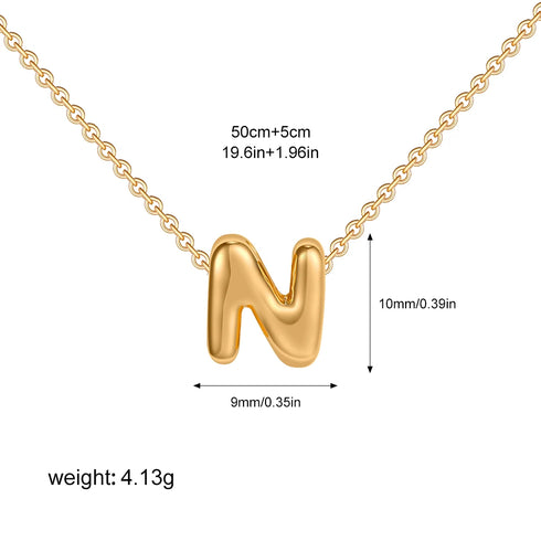 3D Bubble Initial A-Z Mini Necklace - Gold Plated