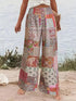 Plus Size Floral Printed Wide Leg Pants