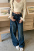 Women's High Waist Wide Leg Denim Jeans in Navy