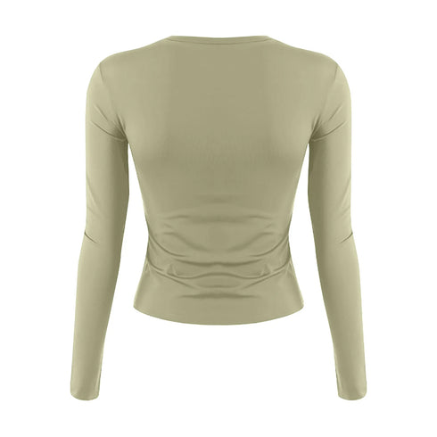 Womens Long Sleeve Bodycon Crop Top - Solid Colours