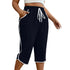 Plus Size Stretchy Three Quarter Pants with Pockets
