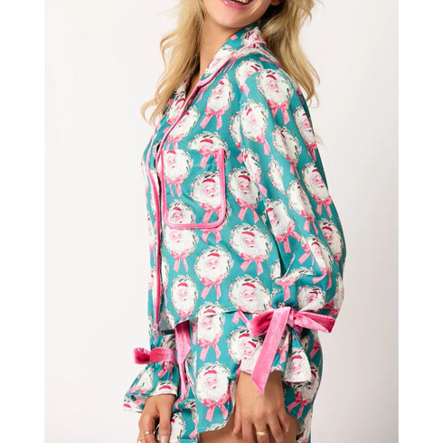 Women's Christmas Pajama Set with Santa Tree Print