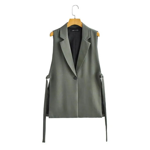 Chic Vintage Women's Sleeveless One-Button Waistcoat