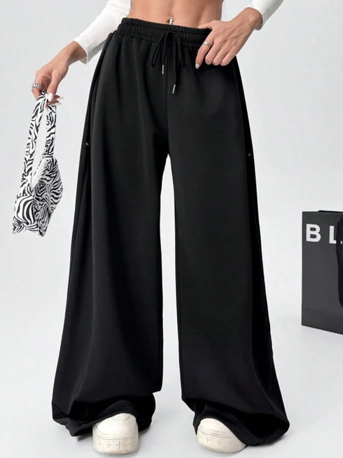 Women's Plus-Size Fleece Wide Leg Pants