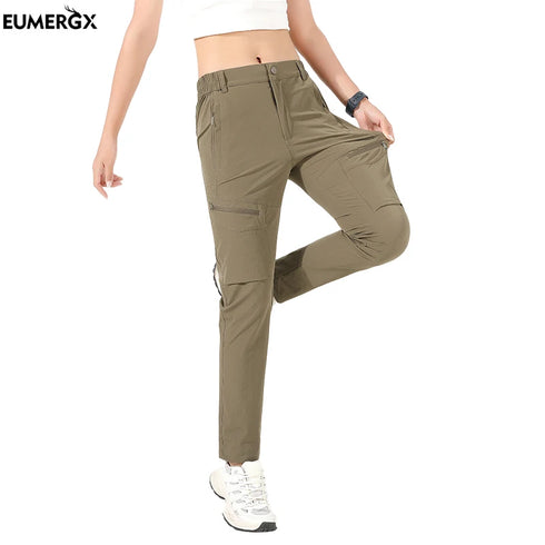 EUMERGX Women's Quick-Dry Cargo Hiking Pants