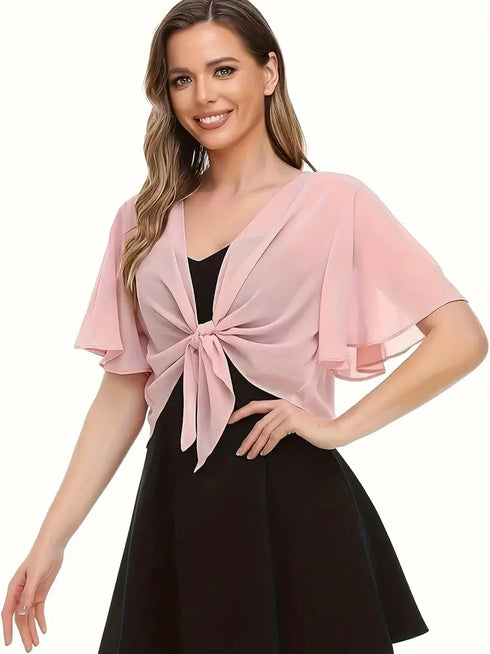 Women's Short Chiffon Cardigan with Front Opening