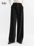 FSLE High-Waisted Straight-Leg Knit Trousers