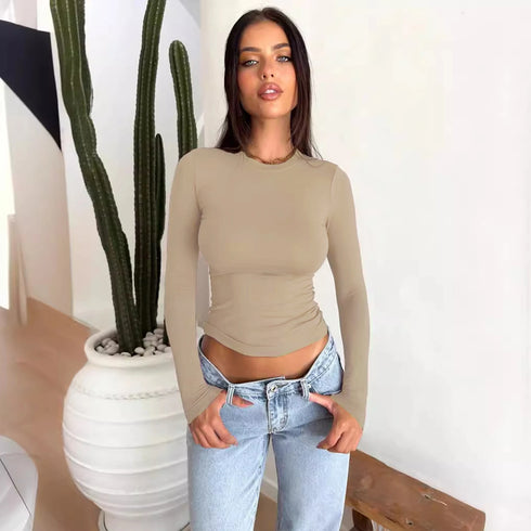 Long Sleeve Casual Crop Top for Women