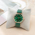 Luxury Ladies Diamond Roman Design Quartz Watch - Green Strap
