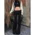 ZHIZOU Black Flare Trousers for Women