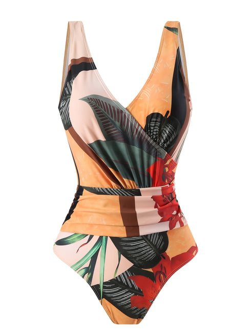 Floral Print Lace-Up Women's Bikini Set