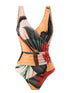Floral Print Lace-Up Women's Bikini Set