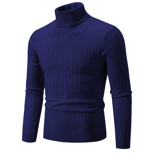 Men's High Neck Casual Knitted Pullover Sweater