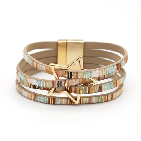 Leather Bracelets For Women Fashion Multilayer Wrap Jewelry