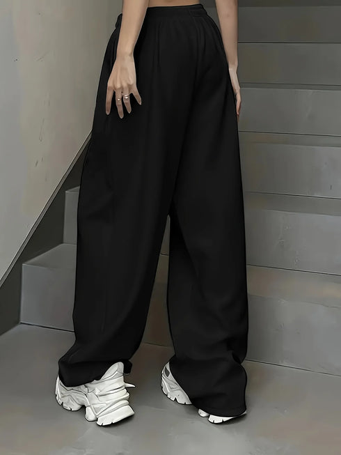 Women's Plus Size Casual Wide Leg Sweatpants with Print