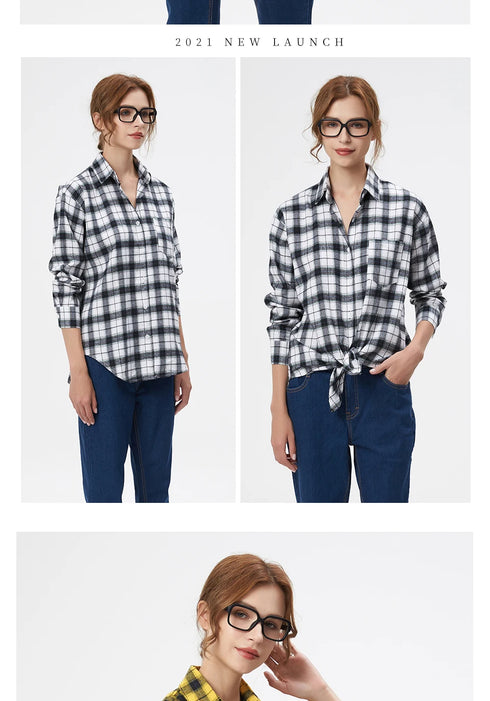 Loose Women's Plaid Shirt - Long Sleeve Casual Blouse