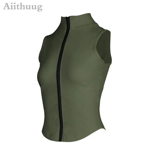 Aiithuug Athletic Zip Up Sleeveless Sweat Vest Jacket